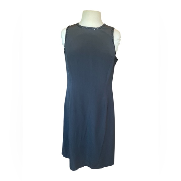 Studio by Pat Argenti Black Sheath Dress Beading Size 14 Cut Out Back HOCO - Picture 1 of 6